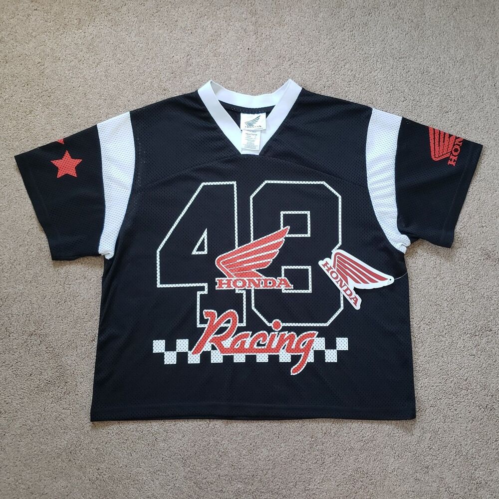 Honda Racing Official Licensed Jersey Crop Top Tee #48 V-Neck Black Women's XS